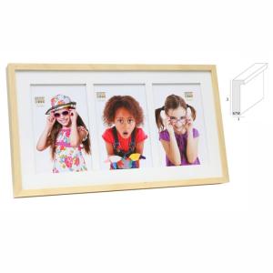 Portafoto multiplo Lea per 3 foto con passepartout in legno bianco