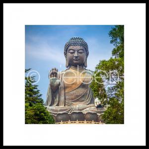 Foto statua del buddha con cornice in alluminio C2