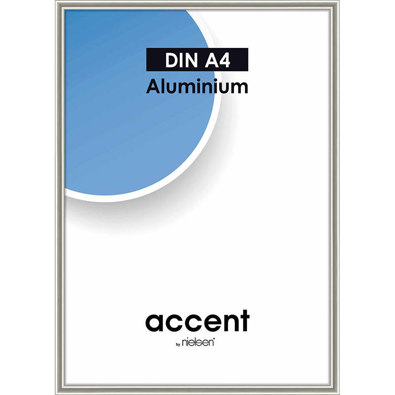Cornice in alluminio per quadri Accent 21x29,7 cm (A4) | mercurio perlato | Vetro standard