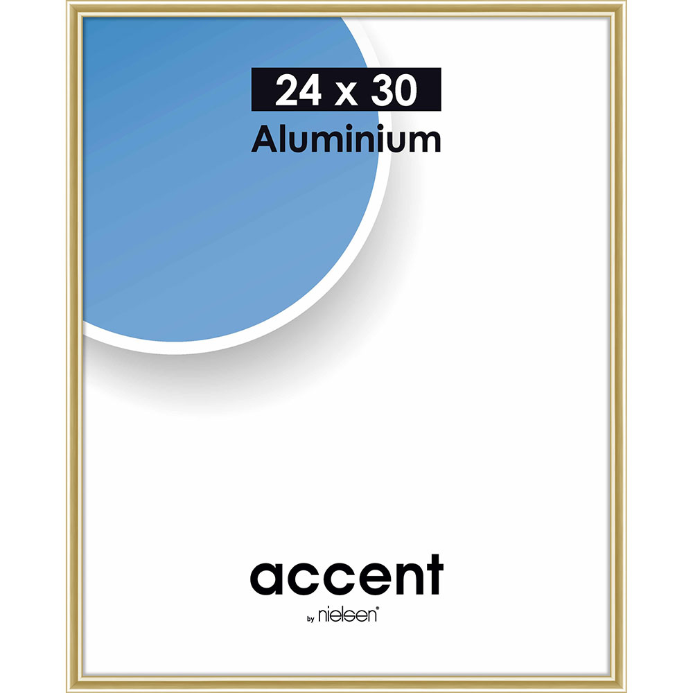 Cornice in alluminio per quadri Accent 24x30 cm | dorato lucido | Vetro standard