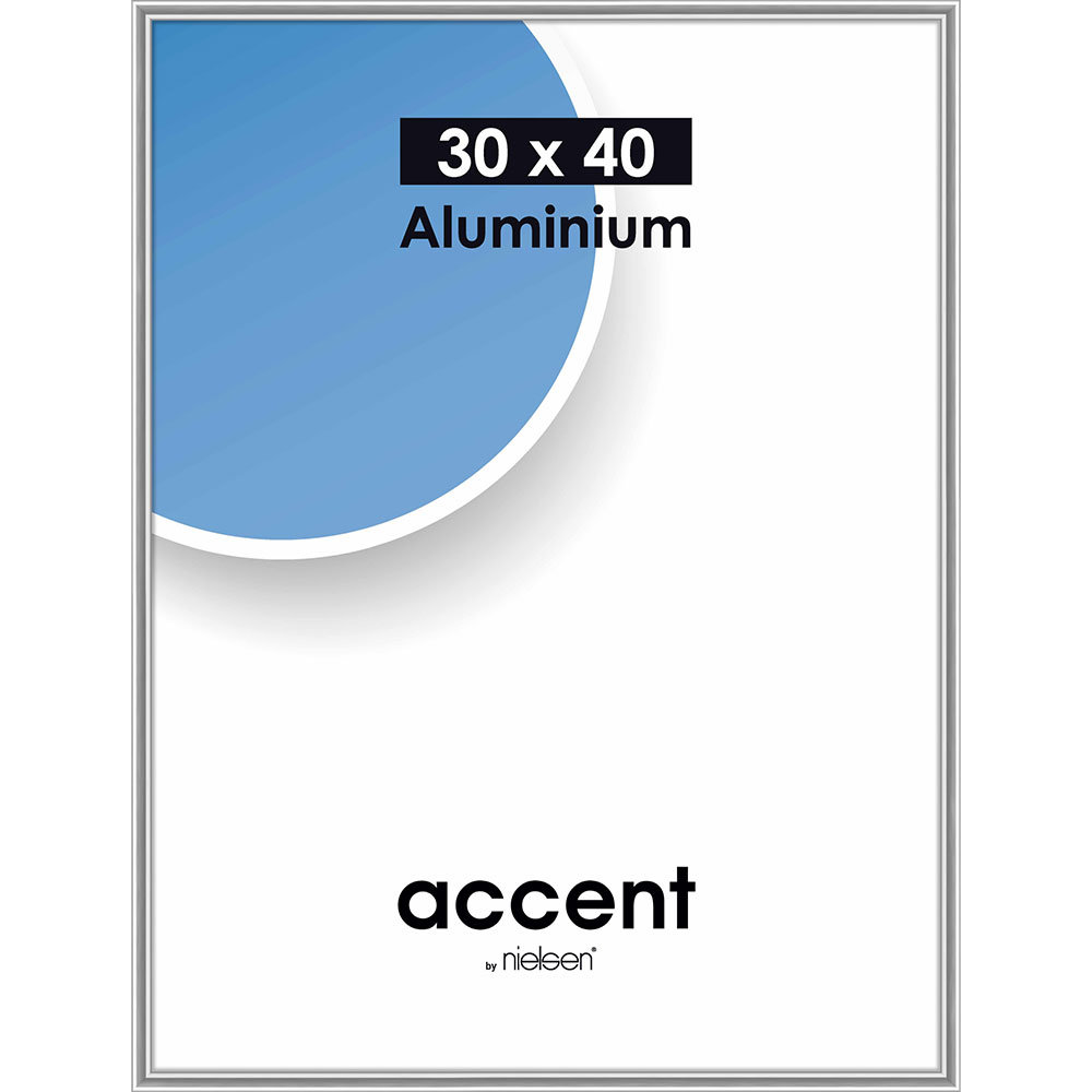 Cornice in alluminio per quadri Accent 30x40 cm | argento lucido | Vetro standard