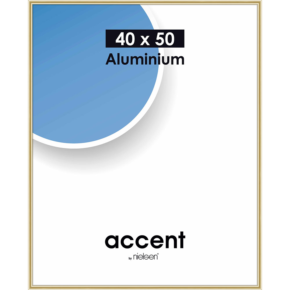 Cornice in alluminio per quadri Accent 40x50 cm | dorato lucido | Vetro standard