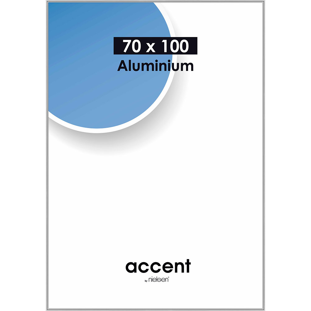 Cornice in alluminio per quadri Accent 70x100 cm | argento lucido | Vetro standard