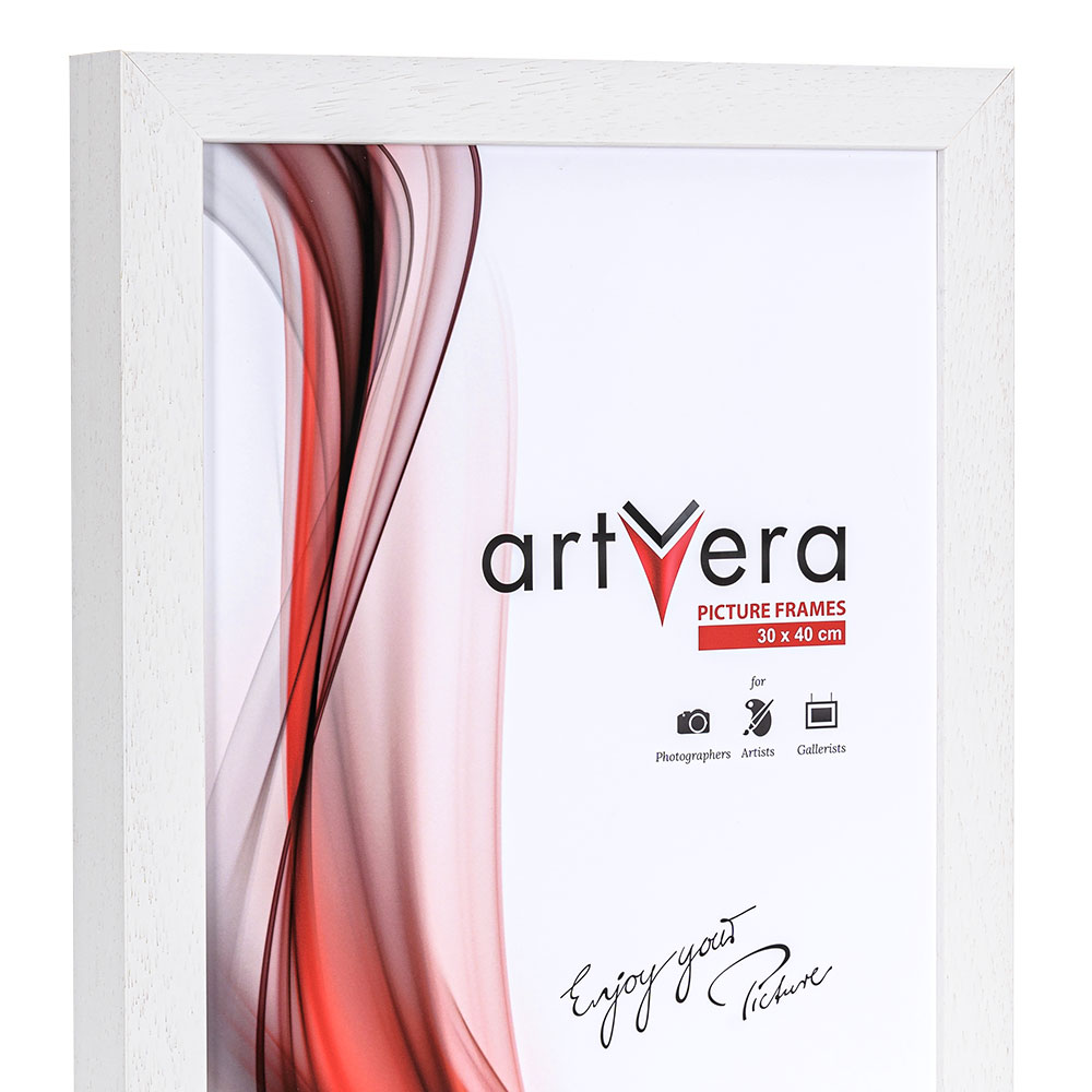 Cornice Ystad in legno massello 84,1x118,9 cm (A0) | bianco, venato | vetro artificiale