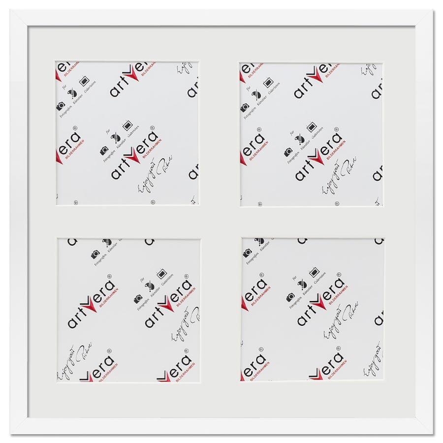 Cornice multipla Uppsala per 4 foto in 15x15 cm, misure 40x40 cm 40x40 cm (4 Ausschnitte in 15x15) | bianco | Vetro standard