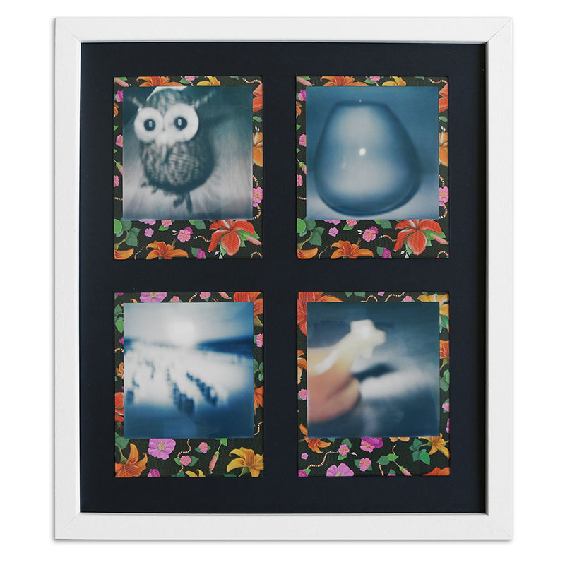 Portafoto multiplo per 4 foto istantanee Polaroid 600 24,6x28,4 cm | bianco, venato | Vetro standard