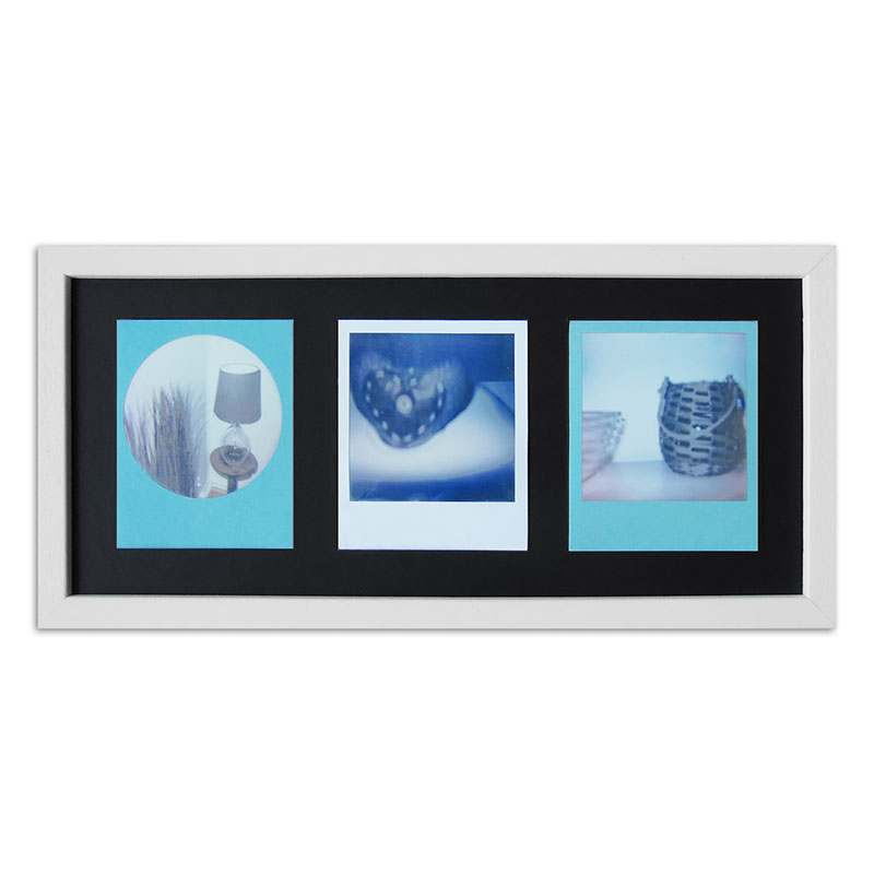 Portafoto multiplo per 3 foto istantanee Polaroid 600 35,4x15,7 cm | bianco, venato | Vetro standard