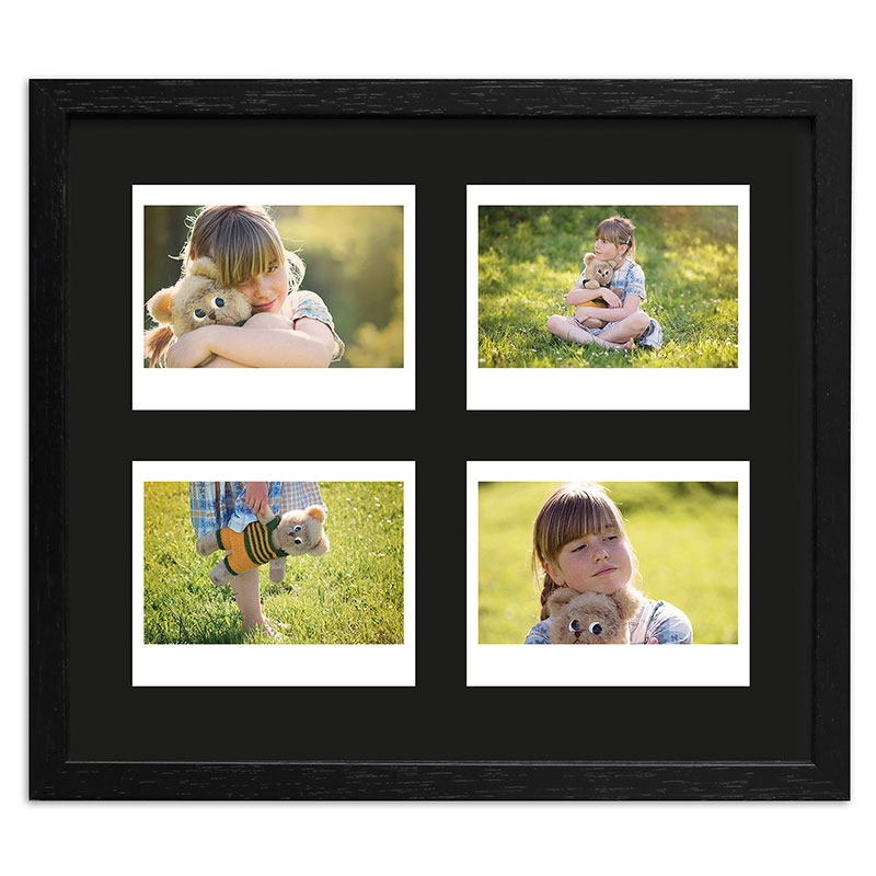Portafoto multiplo per 4 foto istantanee Instax Wide 24,6x28,4 cm | nero, venato | Vetro standard