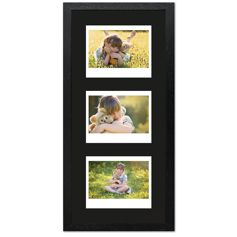 Portafoto multiplo per 3 foto istantanee Instax Wide 35,4x15,7 cm | nero, venato | Vetro standard