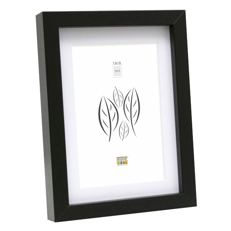 Cornice in legno Louise con passepartout 15x20 cm | nero | Vetro standard