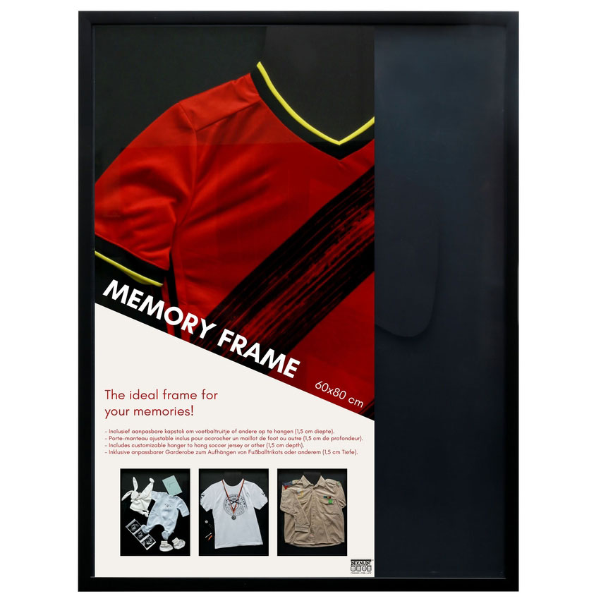 Memory Frame - la cornice per magliette e souvenir 60x80 cm | nero | vetro artificiale
