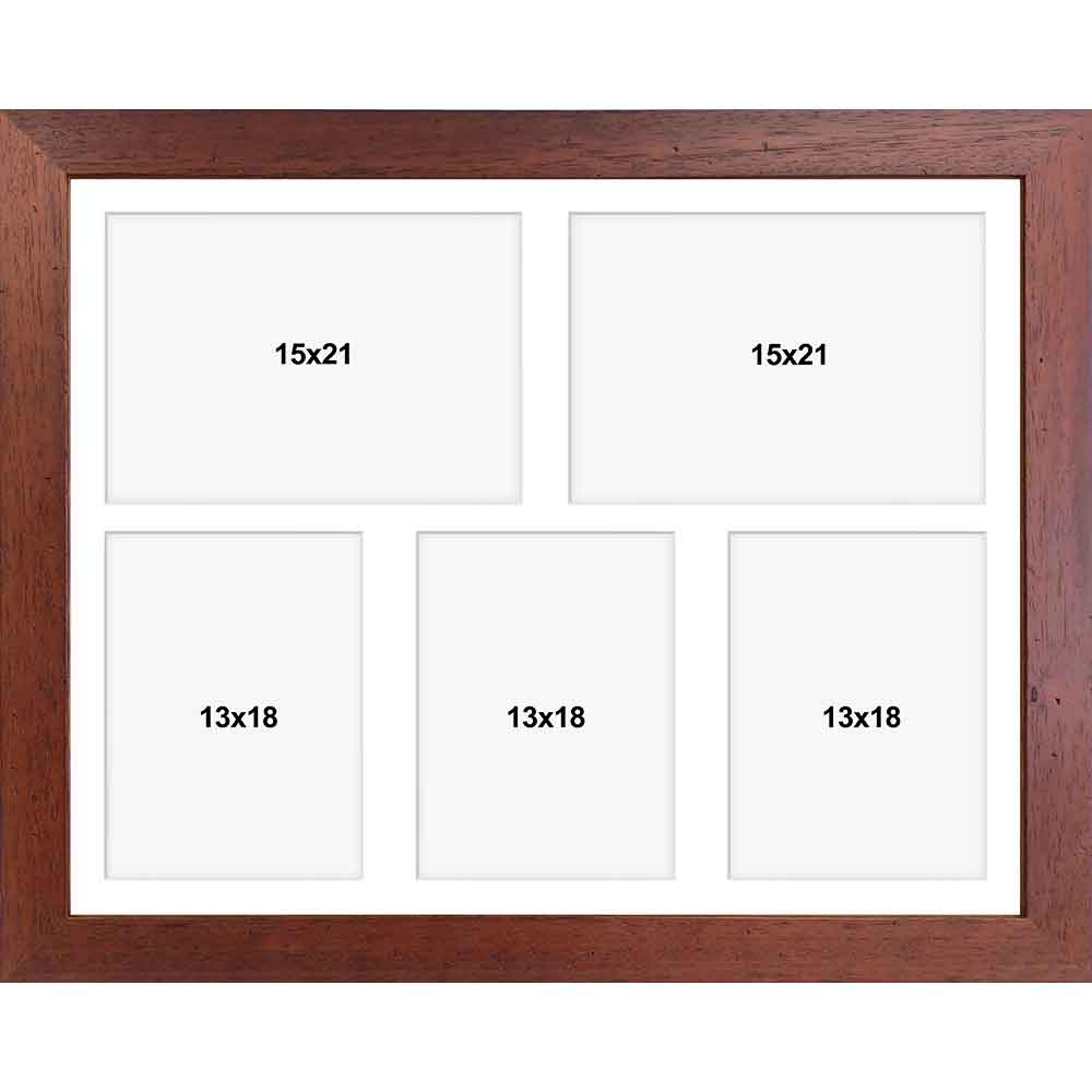 Cornice multipla Vermont in legno 40x50 cm (5 Bilder) | colore naturale | vetro artificiale
