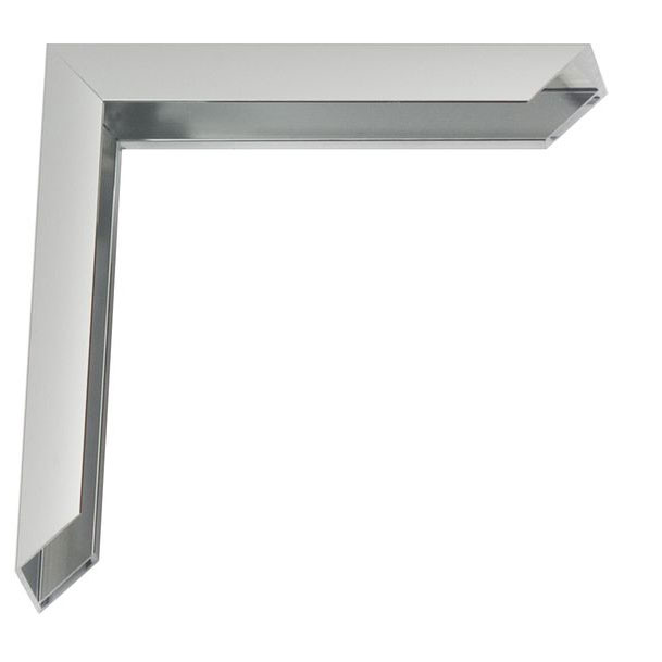 Cornice in alluminio Tera su misura argento lucido, bordo spazzolato | vetro artificiale