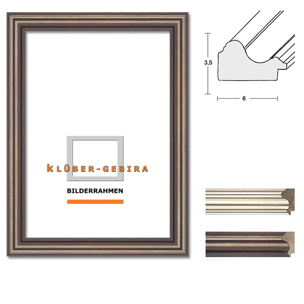 Cornice in legno Alicante 84,1x118,9 cm (A0) | grigio scuro, grigio argentato | vetro artificiale