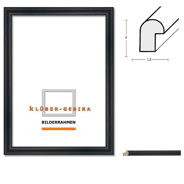 Cornice in legno Valladolid 20x30 cm | nero, profilo arrotondato | Vetro standard