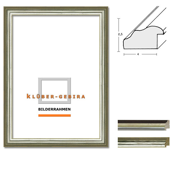 Cornice in legno Puertollano 84,1x118,9 cm (A0) | avorio con argento | vetro artificiale