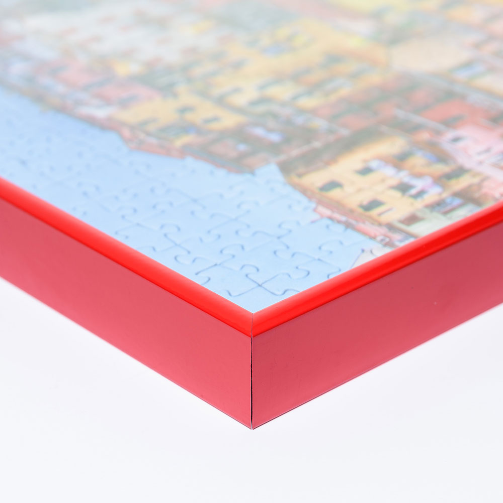 Cornice in alluminio per puzzle per 5000 pezzi 101x153 cm | rosso carminio RAL 3002 | 1,5 mm vetro artificiale