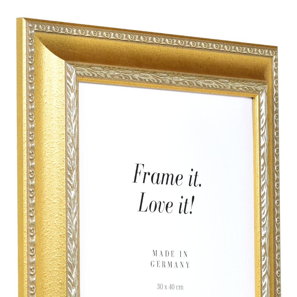 Mira Cornice barocca Verdun 40x50 cm - dorato con finiture argentate -  Vetro standard