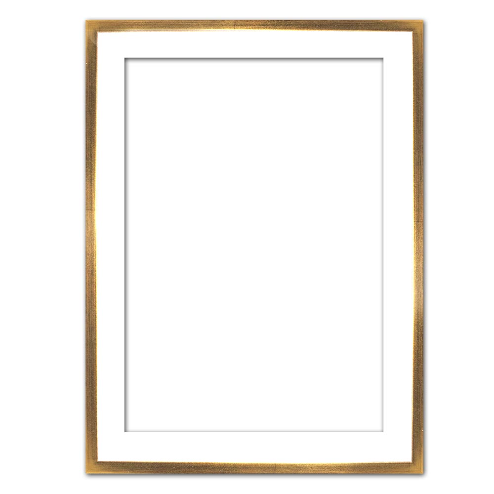 Cornice a cassetta americana Eclipse, bianco 20x20 cm | bianco con bordo dorato | senza vetro e senza pannello posteriore