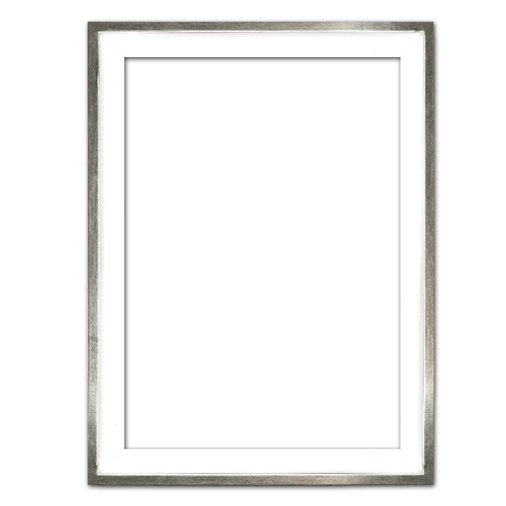 Cornice a cassetta americana Eclipse, bianco 20x20 cm | bianco con bordo argentato | senza vetro e senza pannello posteriore