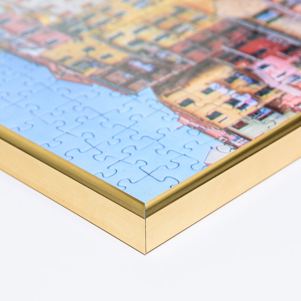 Cornice per puzzle da 1000 pezzi in materiale sintetico 50x70 cm | dorato | 1,5 mm vetro artificiale