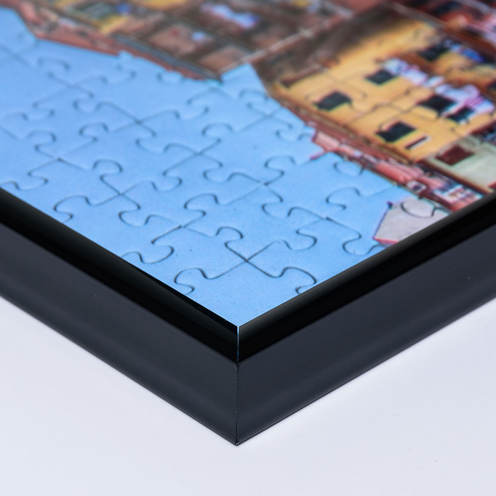 Cornice per puzzle da 1500 pezzi in materiale sintetico 60x80 cm | nero | 1,5 mm vetro artificiale