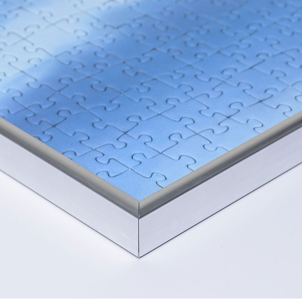 Cornice per puzzle su misura fino a 100x100 cm in materiale sintetico argento opaco | vetro artificiale antiriflesso