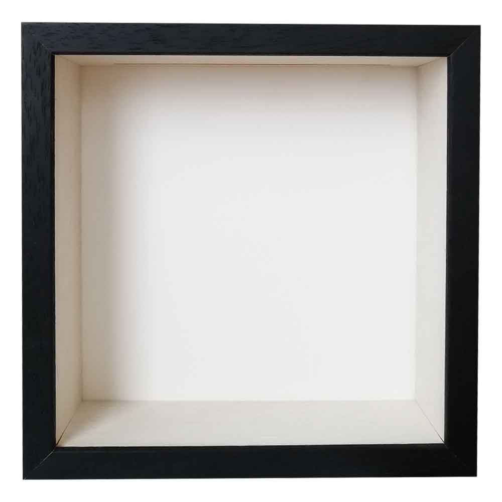 Cornice salvadanaio 20x20 cm | Schwarz mit weißer Box | Vetro standard