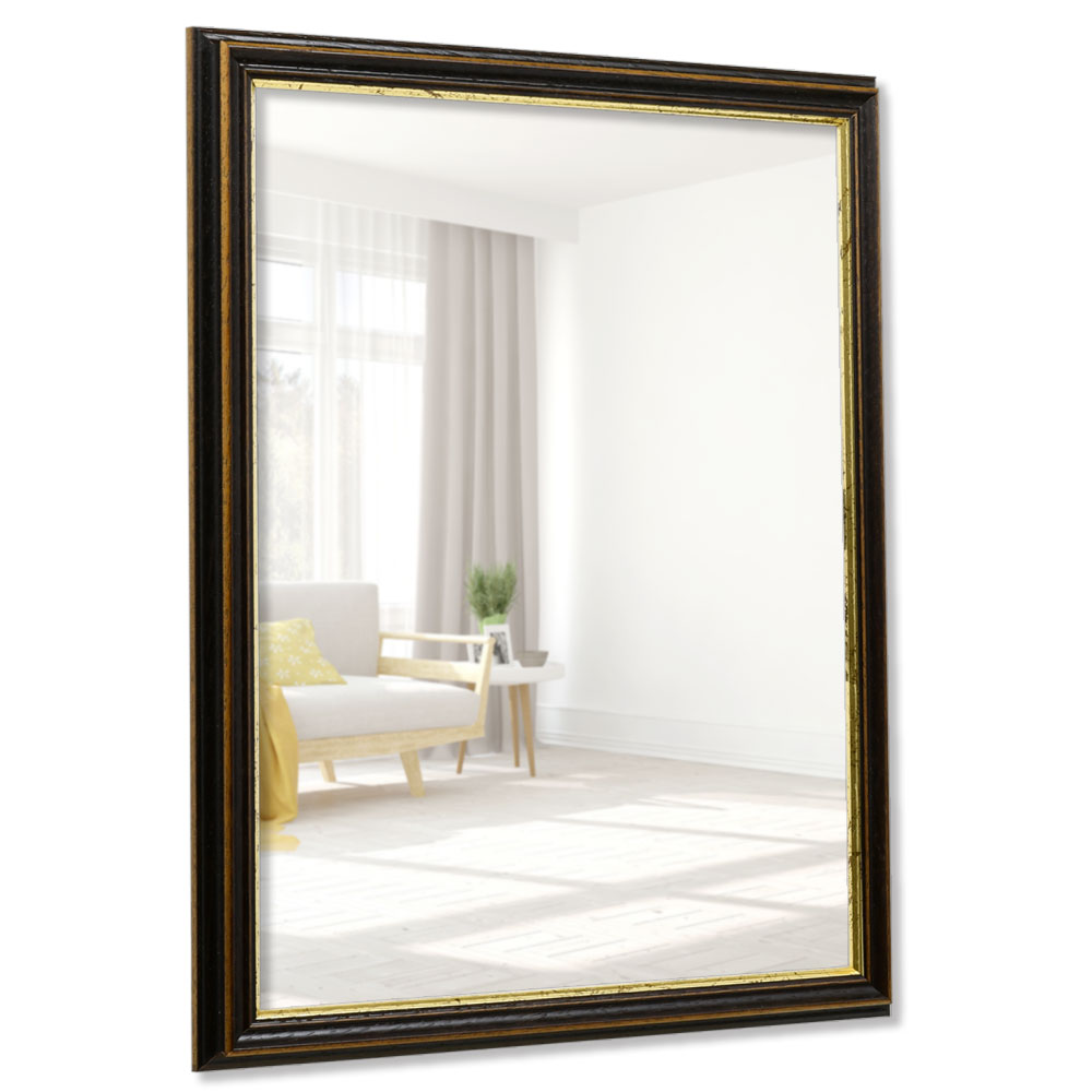 Specchiera Toulouse 50x70 cm | marrone noce e oro | specchio