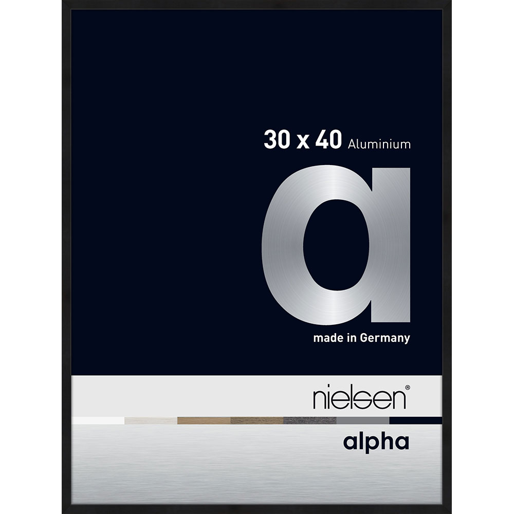 Nielsen Cornice in alluminio profilo alpha 30x40 cm - nero opaco anodizzato  - Vetro standard