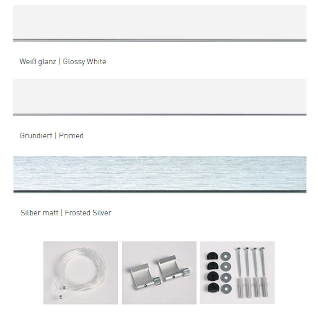 Sbarra per galleria Economy con accessori 1,5 m | bianco brillante