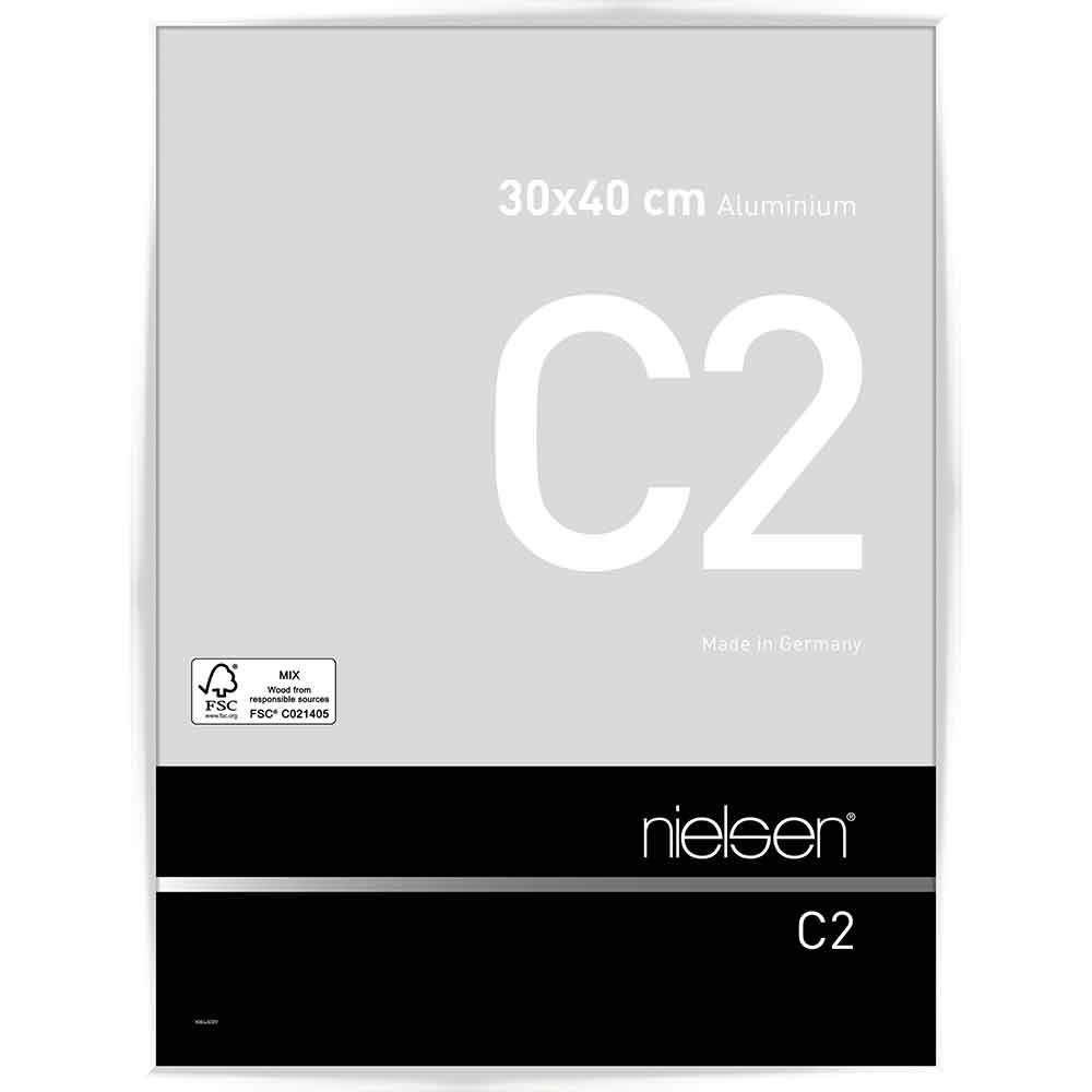 Cornice in alluminio C2 30x40 cm | bianco brillante | Vetro standard