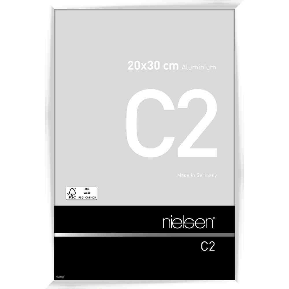 Cornice per foto C2 20x30 cm | bianco lucido | Vetro standard