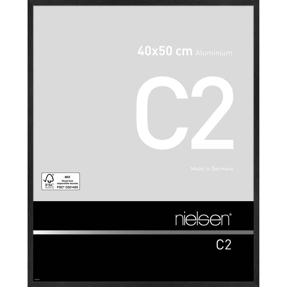 Cornice in alluminio C2 40x50 cm | nero strutturato, opaco | Vetro standard