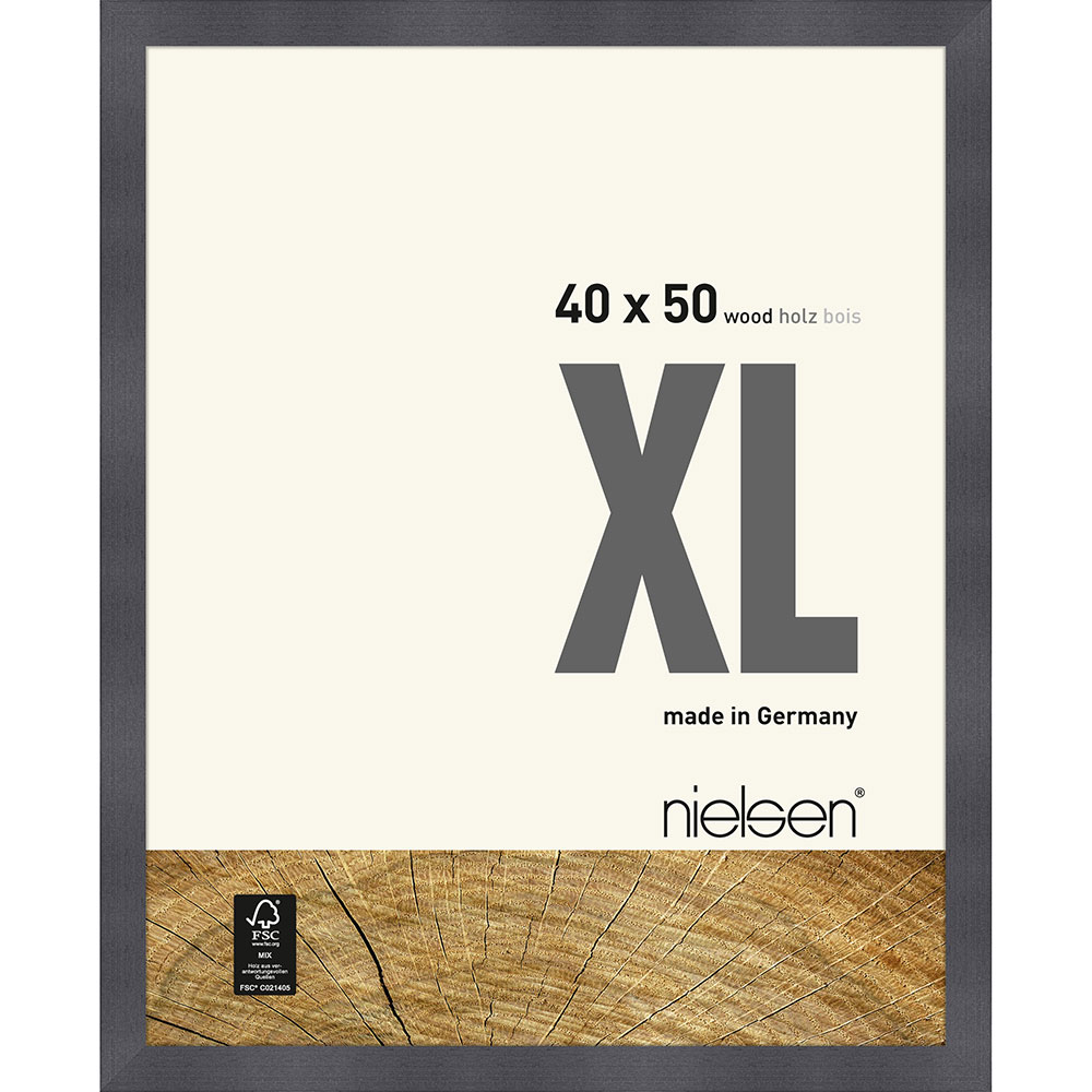 Cornice in legno Quadrum XL 40x50 cm | grigio | Vetro standard