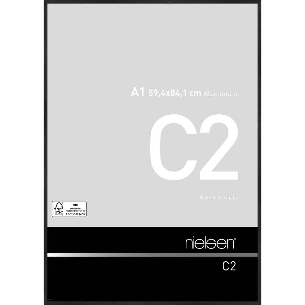 Cornice in alluminio C2 59,4x84,1 cm (A1) | nero strutturato, opaco | Vetro standard