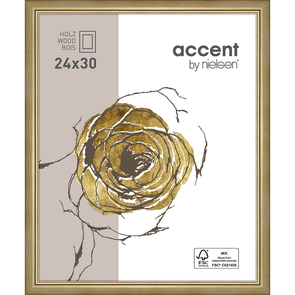 Cornice in legno Ascot 24x30 cm | dorato | Vetro standard