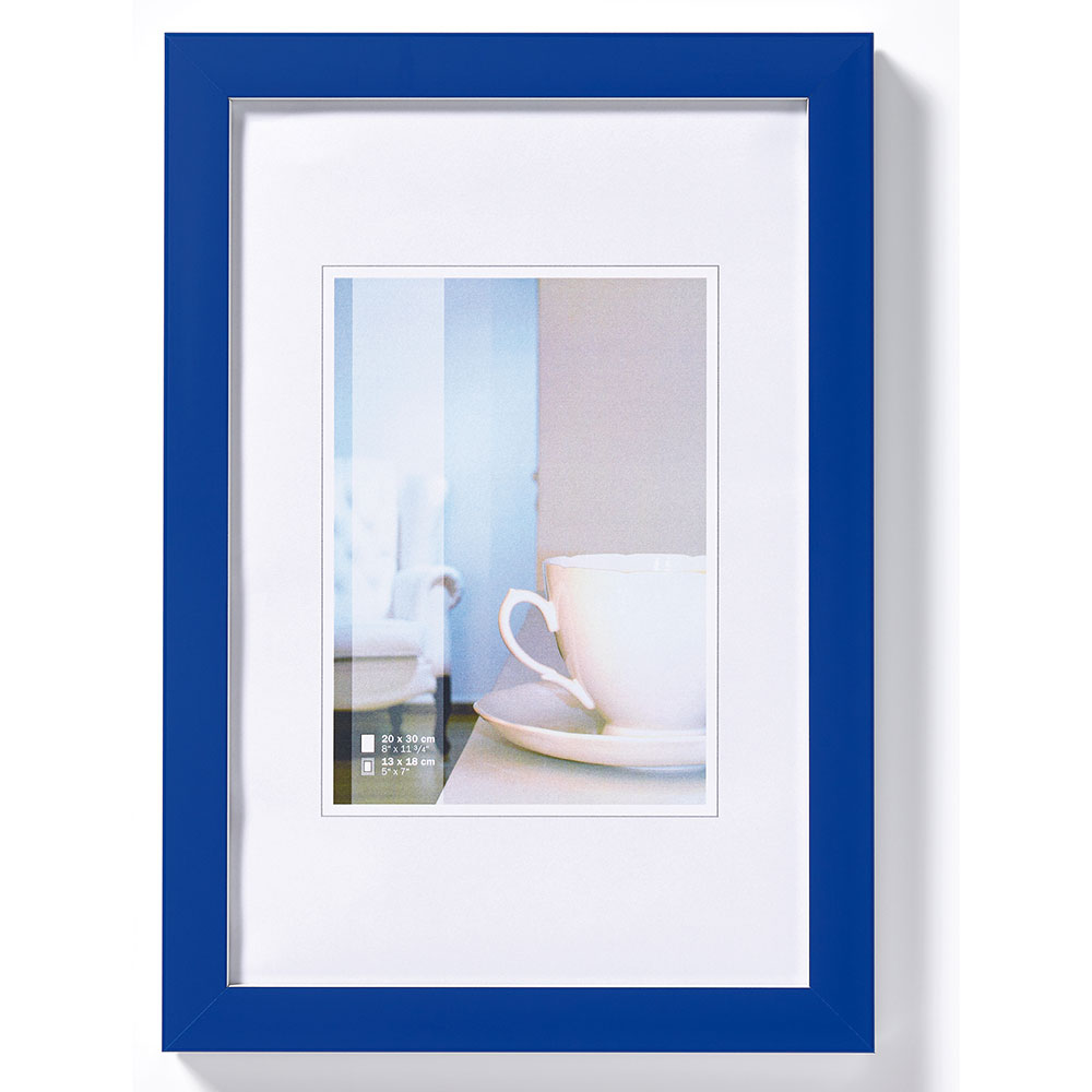 Cornice in materiale sintetico Ambience 20x30 cm | blu con bordo bianco | Vetro standard