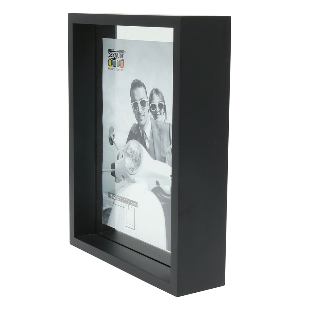 Deknudt Cornice in legno con doppio vetro con effetto fluttuante 25x25 cm -  nero - Vetro standard